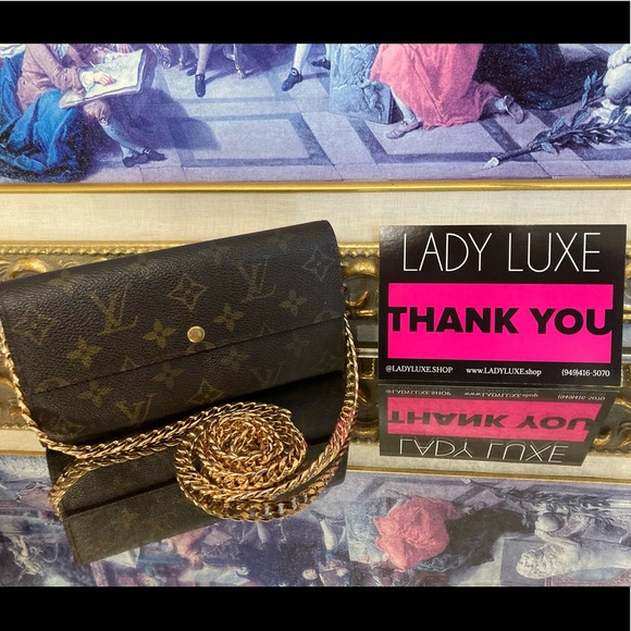 Louis Vuitton Long Wallet Chained Wallet on Chain WOC Purse Wallet Crossbody - Picture 2 of 9